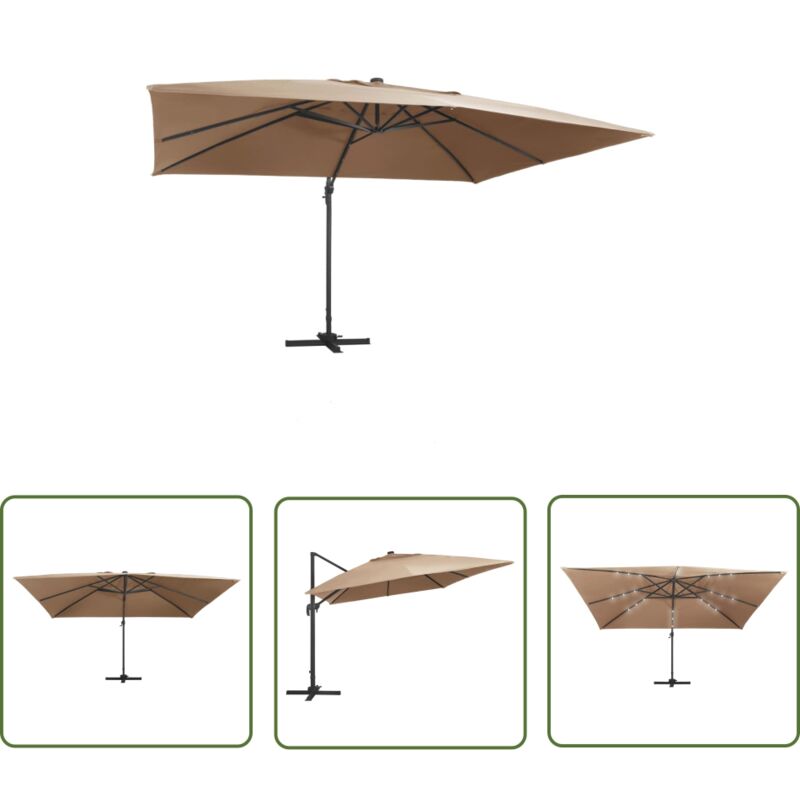 The Living Store - vidaXL Parasol de jardin en porte-à-faux lumières led mât en aluminium
