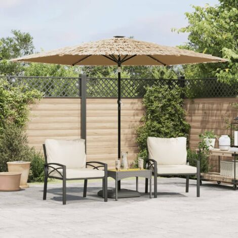 Vidaxl – Parasol droit avec LED 288x288x225cm – Mât en acier 38mm – Tissu polyester imperméable – Inclinaison et éclairage intégré