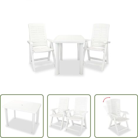 vidaXL Parasol -  Ensemble de bistro 3 pcs Plastique Blanc