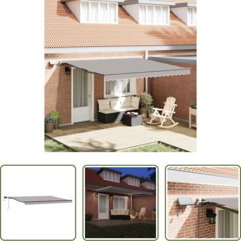 vidaXL Parasole retrattile -  Tenda Retrattile Grigio chiaro 400 ×350 cm Tessuto