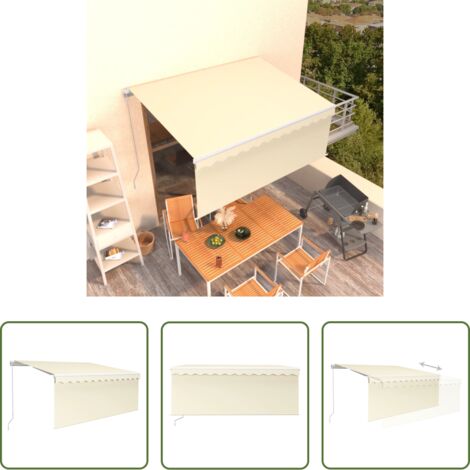 vidaXL Parasole -  Tenda da Sole Retrattile Manuale con Parasole 3,5x2,5 m Crema