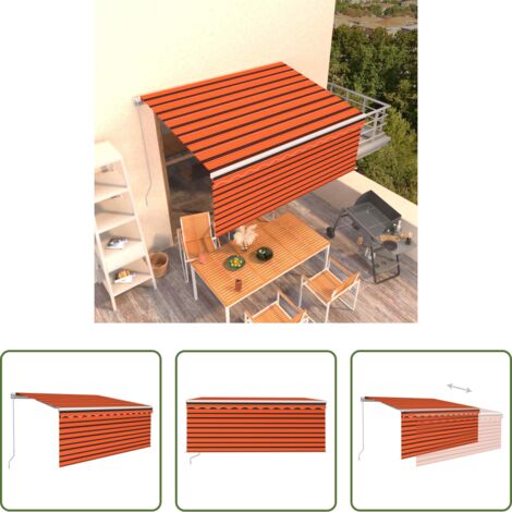 vidaXL Parasole -  Tenda Retrattile Manuale Parasole 3,5x2,5m Arancione e Marrone