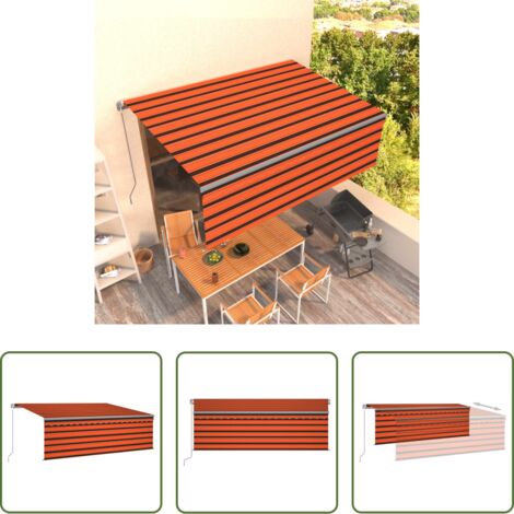 vidaXL Parasole -  Tenda Sole Retrattile Manuale Parasole 4x3m Arancione e Marrone
