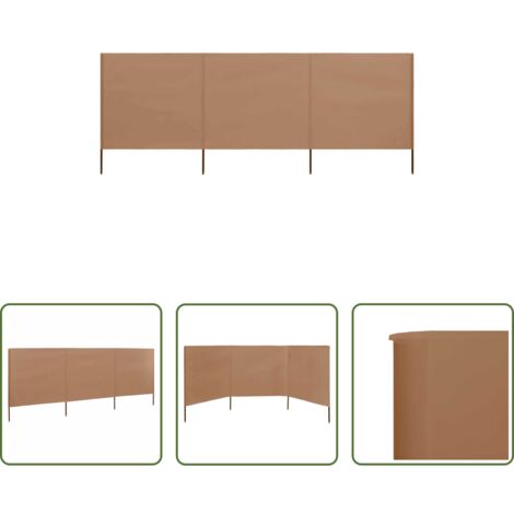 vidaXL Paravent bois -  Paravent 3 panneaux Tissu 400 x 80 cm Taupe