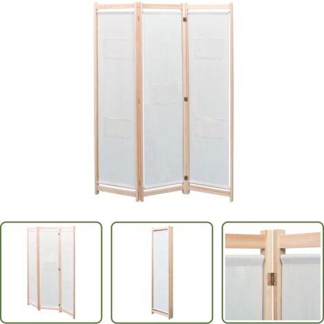 vidaXL Paravento autoportante -  Paravento a 3 Pannelli Crema 120x170x4 cm in Tessuto