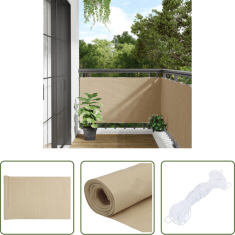 vidaXL Paravento da terrazzo -  Paravento da Balcone Beige 75x300 cm in Tessuto Oxford
