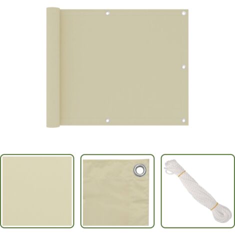 vidaXL Paravento da terrazzo -  Paravento da Balcone Crema 75x500 cm Tessuto Oxford