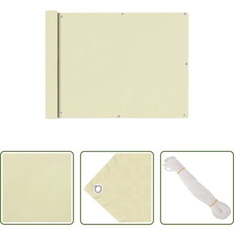 vidaXL Paravento da terrazzo -  Paravento da Balcone in Tessuto Oxford 90x600 cm Crema