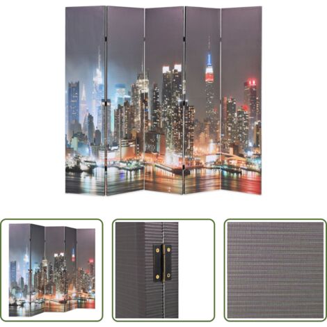 vidaXL Paravento New York -  Paravento Pieghevole 200x170 cm Stampa New York di Notte