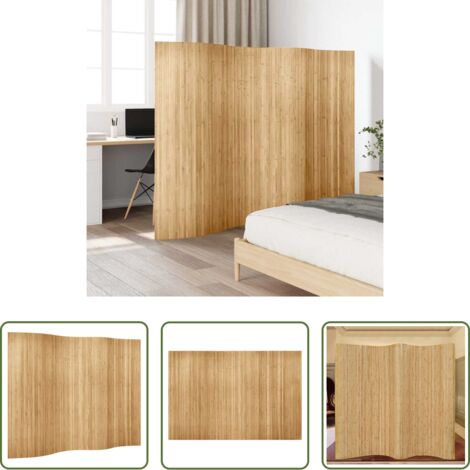 vidaXL Paravento per camera da letto - Pannello Divisore per la Stanza in Bambù Naturale Larghezza 250 cm Altezza 165 cm
