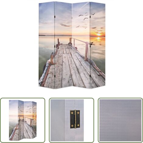 vidaXL Paravento per camera da letto - Paravento Pieghevole 160x170 cm Stampa Lago