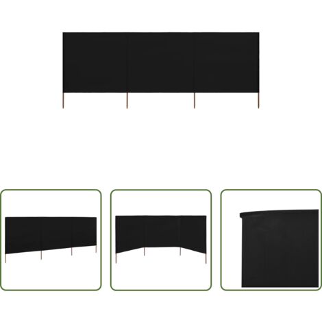 vidaXL Paravento pieghevole -  Paravento a 3 Pannelli in Tessuto 400x120 cm Nero