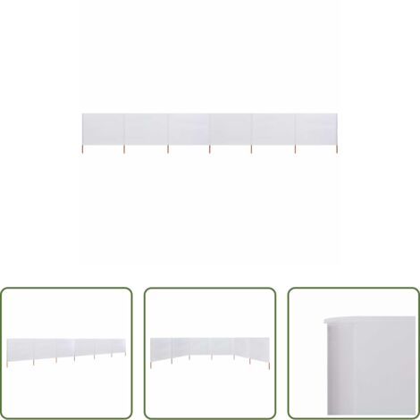 vidaXL Paravento pieghevole -  Paravento a 6 Pannelli in Tessuto 800x120 cm Bianco Sabbia