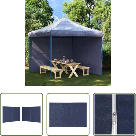 vidaXL Pared de carpa -  Paredes para carpa de fiestas con cremallera 2 uds PE azul