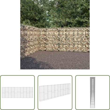 vidaXL Parete di contenimento -  Gabbione con Copertura in Acciaio Zincato 600x30x200 cm