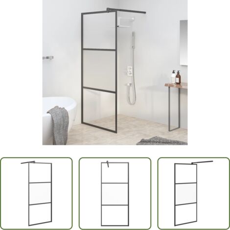 vidaXL Parete doccia ESG -  Parete Doccia Walk in 80x195 cm Vetro Semi Smerigliato ESG Nero