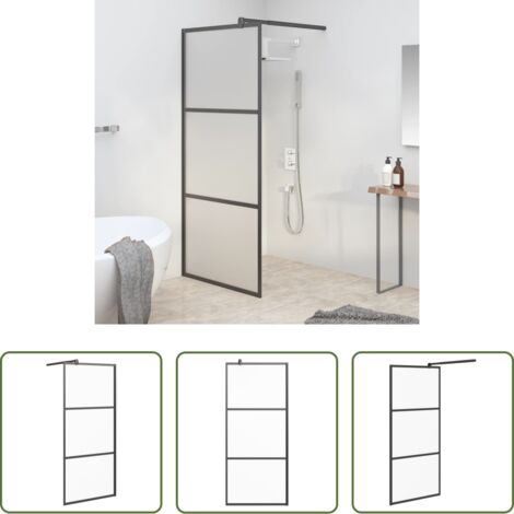 vidaXL Parete doccia ESG -  Parete Doccia Walk in 90x195 cm in Vetro Smerigliato ESG Nero