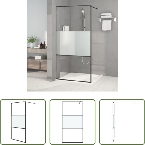 vidaXL Parete doccia in alluminio -  Parete Doccia Walk in 100x195 cm Vetro Semi Smerigliato ESG