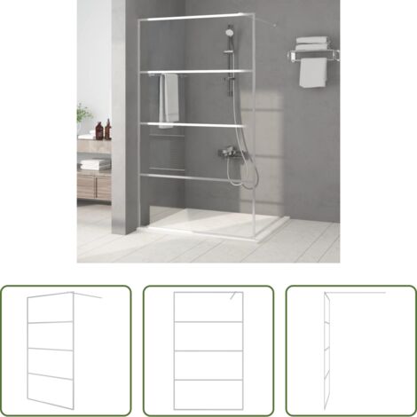 vidaXL Parete doccia in alluminio -  Parete Doccia Walk in Argento 115x195 cm Vetro Trasparente ESG