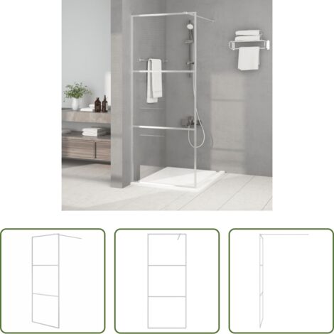 vidaXL Parete doccia in alluminio -  Parete Doccia Walk in Argento 80x195 cm Vetro Trasparente ESG
