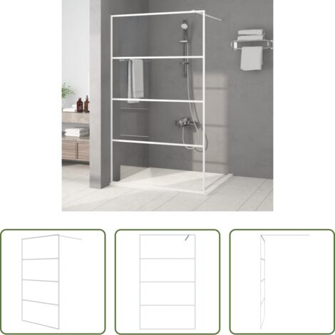 vidaXL Parete doccia in alluminio -  Parete Doccia Walk in Bianca 115x195 cm Vetro Trasparente ESG