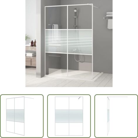 vidaXL Parete doccia in alluminio -  Parete Doccia Walk in Bianca 140x195 cm Vetro Trasparente ESG