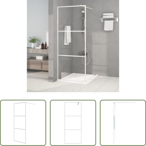 vidaXL Parete doccia in alluminio -  Parete Doccia Walk in Bianca 80x195 cm Vetro Trasparente ESG
