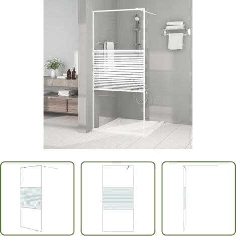 vidaXL Parete doccia in alluminio -  Parete Doccia Walk in Bianca 90x195 cm Vetro Trasparente ESG