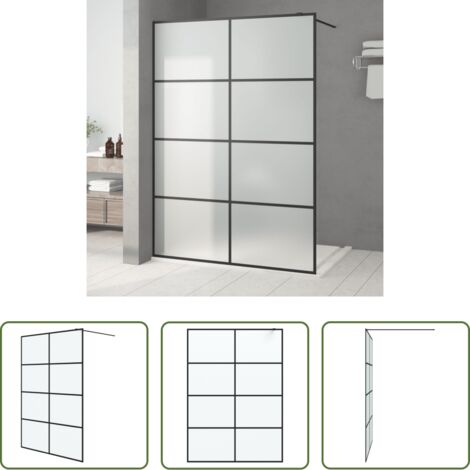 vidaXL Parete doccia in alluminio -  Parete Doccia Walk in Nera 140x195 cm Vetro Smerigliato ESG