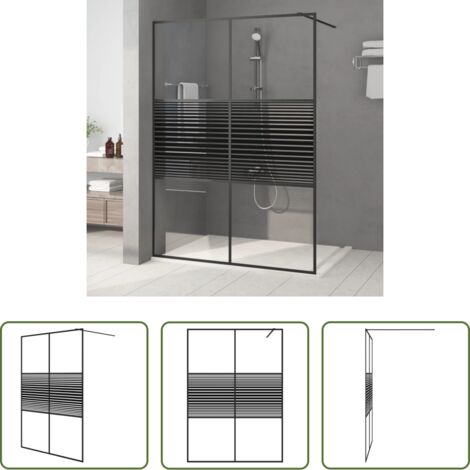 vidaXL Parete doccia in alluminio -  Parete Doccia Walk in Nero 140x195 cm Vetro Trasparente ESG