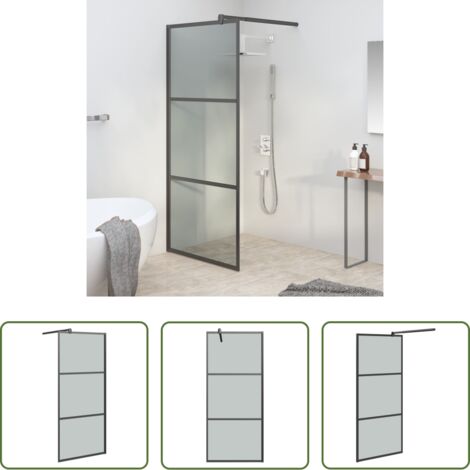 vidaXL Parete doccia in vetro ESG -  Parete Doccia Walk in 90x195 cm in Vetro Scuro ESG Nero