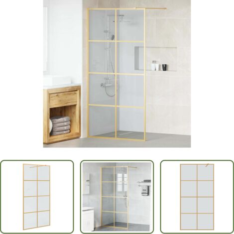 vidaXL Parete doccia in vetro temperato -  Parete Doccia Walk-in Oro 100 x 195 cm vetro temperato