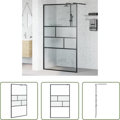 vidaXL Parete doccia nera -  Parete Doccia Walk-in Nero 80 x 195 x 0.5 cm Vetro e Alluminio