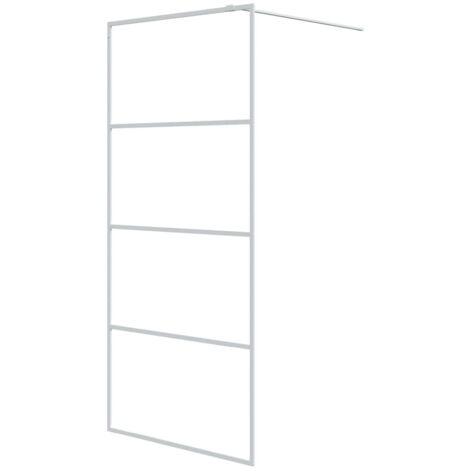 vidaXL Parete Doccia Walk in Bianca 90x195 cm Vetro Trasparente ESG