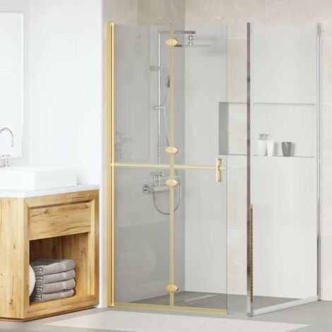 vidaXL Parete doccia Walk-in Oro e trasparente 90 x 190 cm