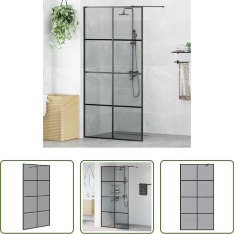 vidaXL Parete doccia walk-in -  Parete Doccia Walk-in Nero 100 x 195 cm vetro temperato