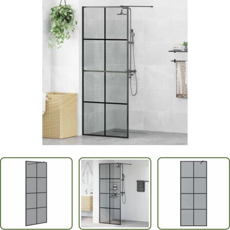 vidaXL Parete doccia walk-in -  Parete Doccia Walk-in Nero 80 x 195 cm vetro temperato
