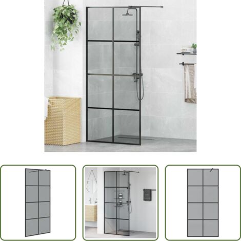vidaXL Parete doccia walk-in -  Parete Doccia Walk-in Nero 90 x 195 cm vetro temperato