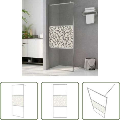 vidaXL Parete in vetro -  Parete per Doccia Walk-in in Vetro ESG Design Pietra 100x195 cm