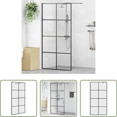 vidaXL Parete in vetro -  Parete per Doccia Walk-in Vetro Trasparente ESG 100x195cm Nera