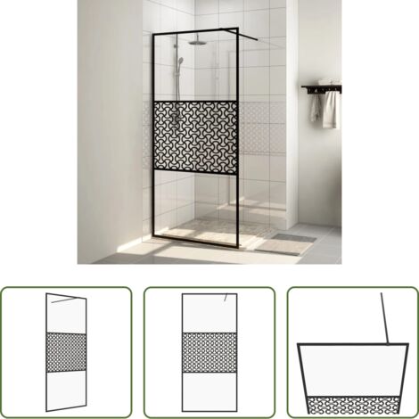 vidaXL Parete in vetro -  Parete per Doccia Walk-in Vetro Trasparente ESG 80x195 cm Nera
