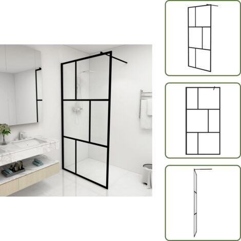 vidaXL Parete per Doccia Walk-in in Vetro Temperato Nera 100x195 cm