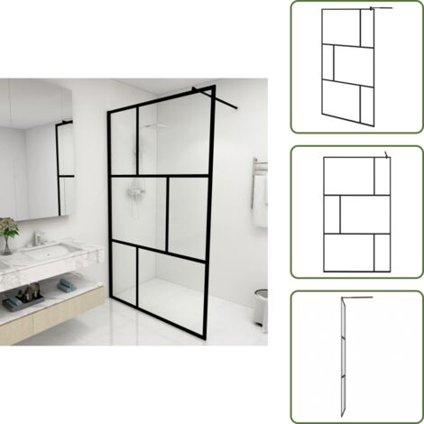 vidaXL Parete per Doccia Walk-in in Vetro Temperato Nera 115x195 cm