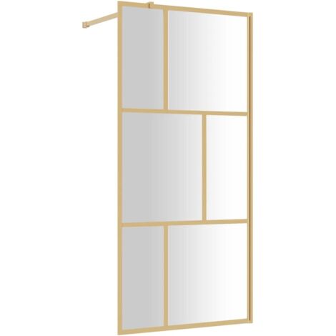 vidaXL Parete per Doccia Walk-in Vetro Trasparente ESG 80x195 cm Oro