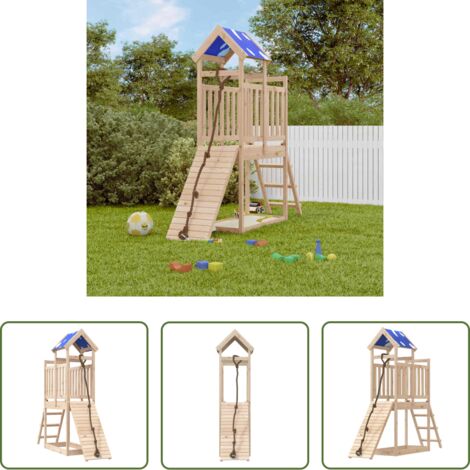 vidaXL Parque de madera -  Parque infantil de exterior de madera maciza de pino