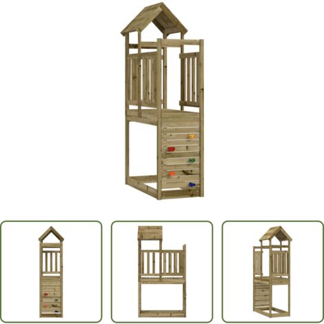 vidaXL Parque infantil -  Torre de Juego Marrón Madera Sólida Impregnada