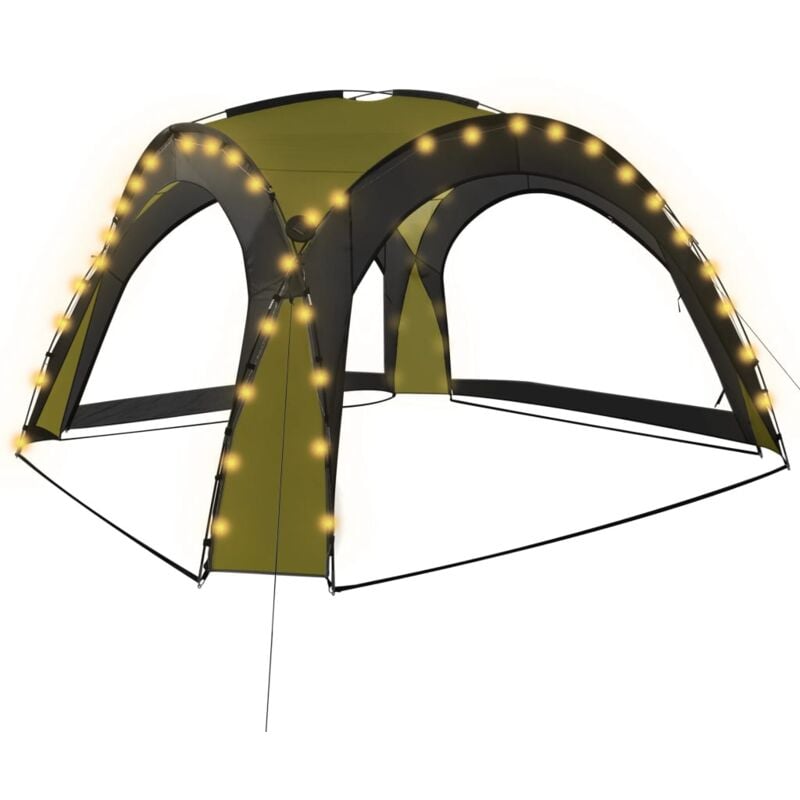 Party Tent with led and 4 Sidewalls 3.6x3.6x2.3 m Green Vidaxl