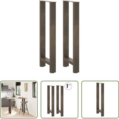 vidaXL Patas de acero -  Patas para mesa de bar de acero natural (2 unidades, 40 x 100-101 cm)