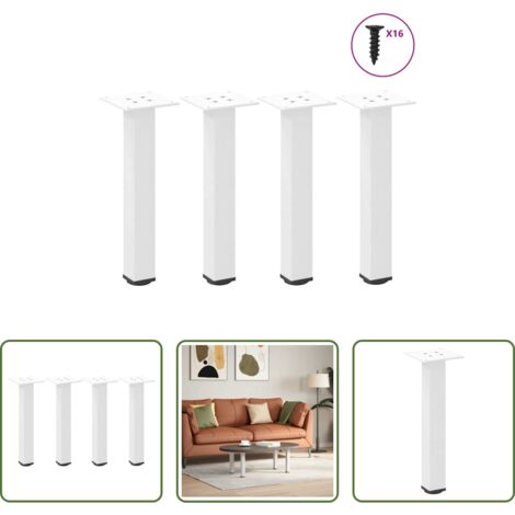 vidaXL Patas de acero -  Patas para mesa de centro (4 unidades), color blanco, 30-32 cm, acero