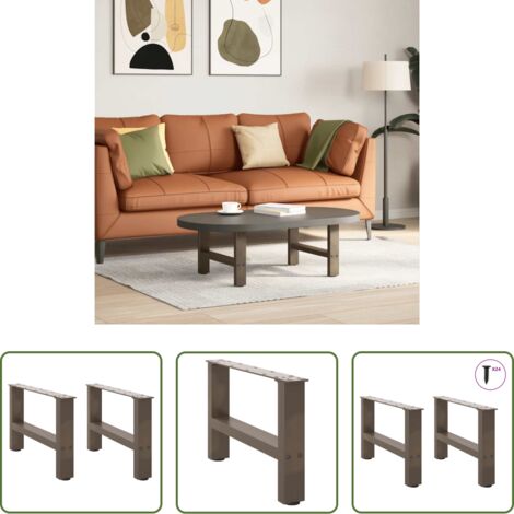 vidaXL Patas de acero -  Patas para mesa de centro de acero natural (2 unidades, 50 x 30-31 cm)